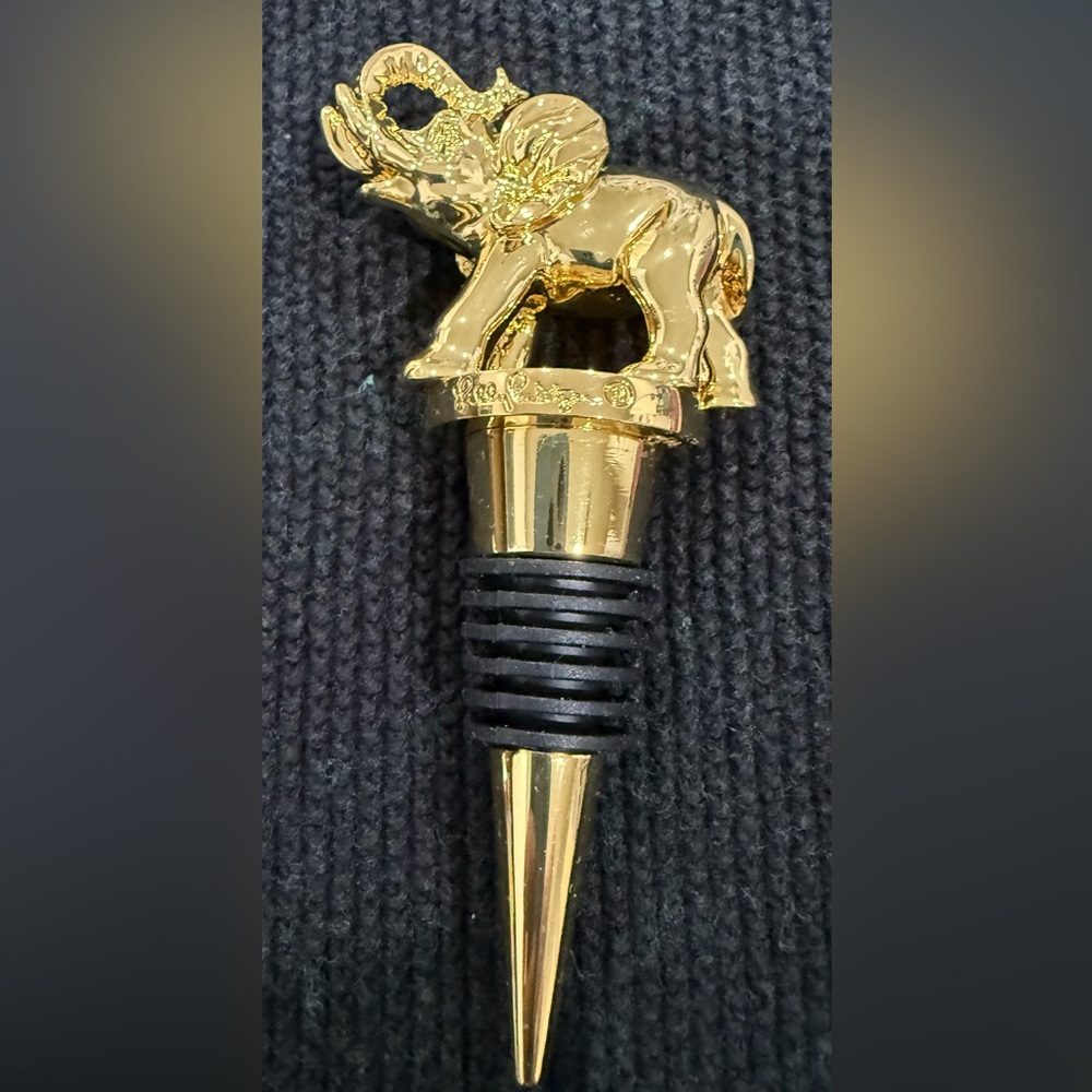 Lilly Pulitzer Gold Elephant GWP Bottle Stopper Metal